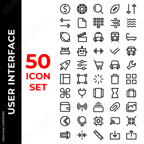 user interface icon set include dollar, football, search, ball, transfer, file, dial pad, wind, water, planet, movie, taxi, train, bath, bed, bot, dumbbell, check, bus, rocket,slider,cart,car,wrench
