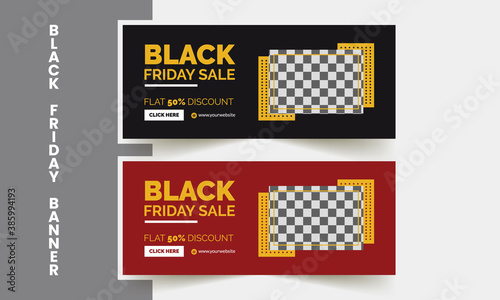 Black & Yellow Horizontal Banner Template For Black Friday.