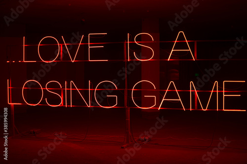 A bright neon LED sign that reads 