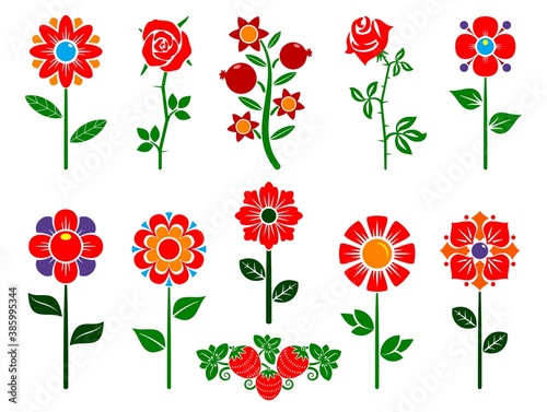 Set Of Stylized Flowers. 
Set of stylized flowers collection. Various stylized flowers isolated on white background. Vector illustration.