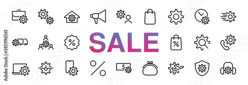 A simple set of settings and options related to Vector Line Icons. Contains icons such as set time, business, phone, and more. Editable Stroke.. 480x480 black friday