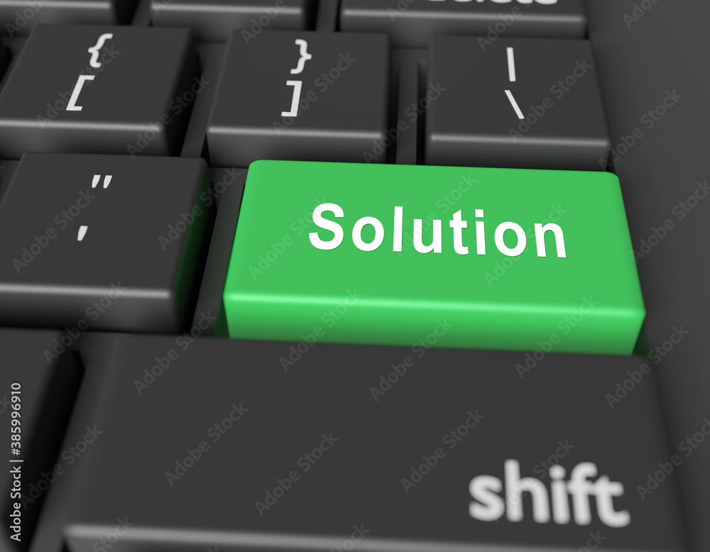 Fototapeta premium Solution concept. Word Solution on button of computer keyboard