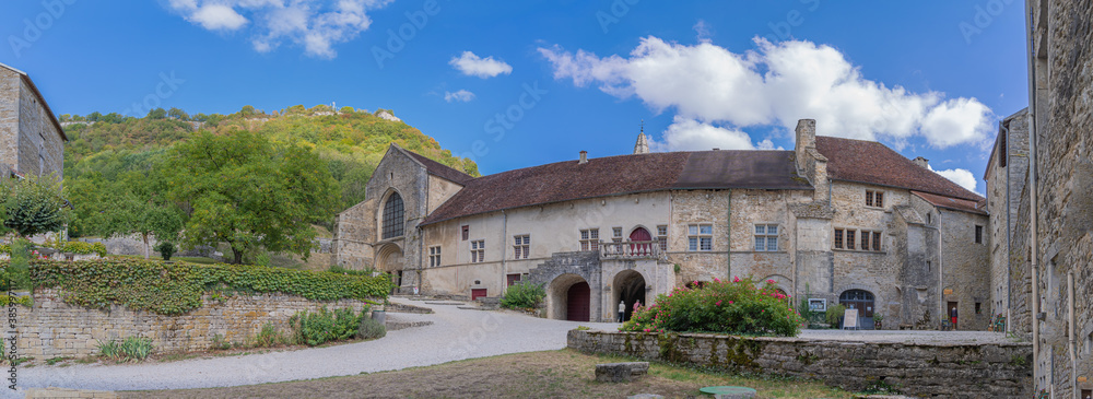 Baume-Les-Messieurs, France - 09 01 2020: View of the monastery of Baume