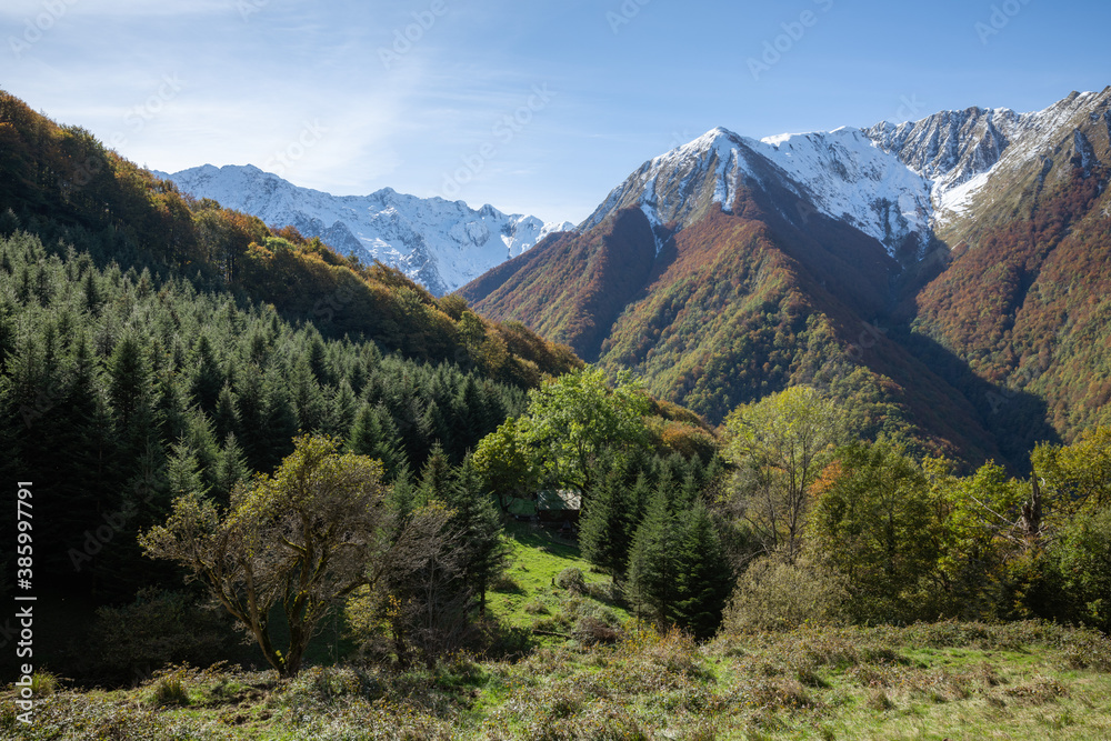 Autumn landscape in the Pyrennees mountains
