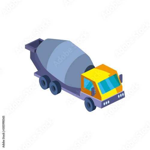 construction concrete mixer isometric style icon vector design