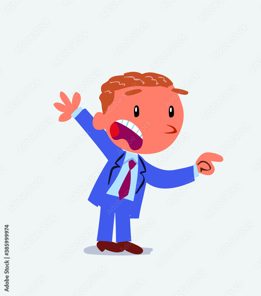 cartoon character of businessman pointing at something outraged