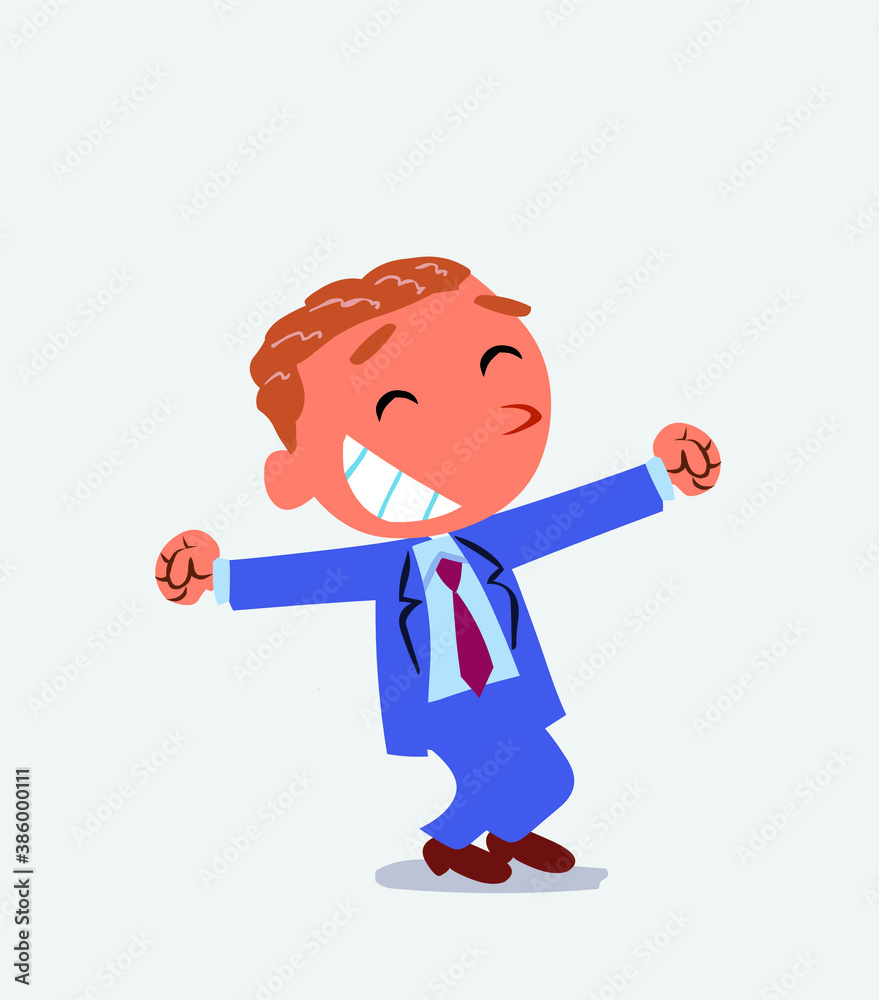 Fototapeta premium Euphoric businessman cartoon character