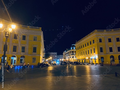 Primorsky Boulevard in the city of Odessa, Ukraine, at night, summer (ID: 386001550)