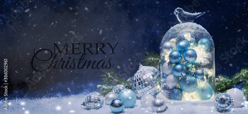 Fototapeta Naklejka Na Ścianę i Meble -  Merry Christmas and Happy New Year, Holidays greeting card, blurred bokeh background