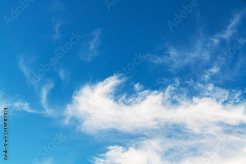 Beautiful blue sky and white clouds. Nature background.