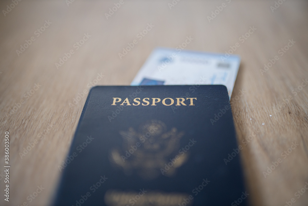 United States of America Passport with a Fifty Thousand Rupees Bill inside United States of America Passport with a Fifty Thousand Rupees Bill inside