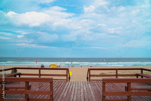 Colorful scenic view of Surfers Paradise Beach on the Golf Coast  Australia  on a cloudy day. 