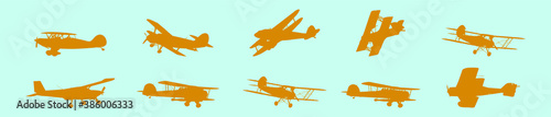 set of biplane cartoon icon design template with various models. vector illustration isolated on blue background