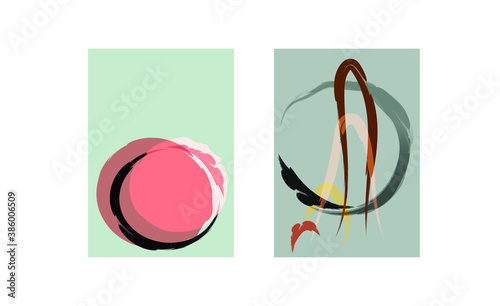 creative poster or banner Set. Colorful isometric blots
