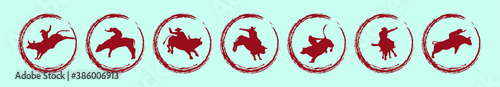 set of rodeo cartoon icon design template with various models. vector illustration isolated on blue background