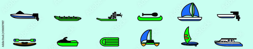 set of aquatic transport cartoon icon design template with various models. vector illustration isolated on blue background set of aquatic transport cartoon icon design template with various models. vector illustration isolated on blue background