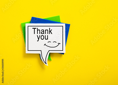 colorful speech bubble written with Thank You