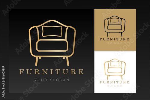 Elegant furniture logo with color variations for business