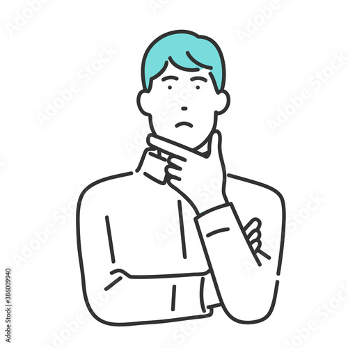 考え事をしている男性のイメージイラスト素材