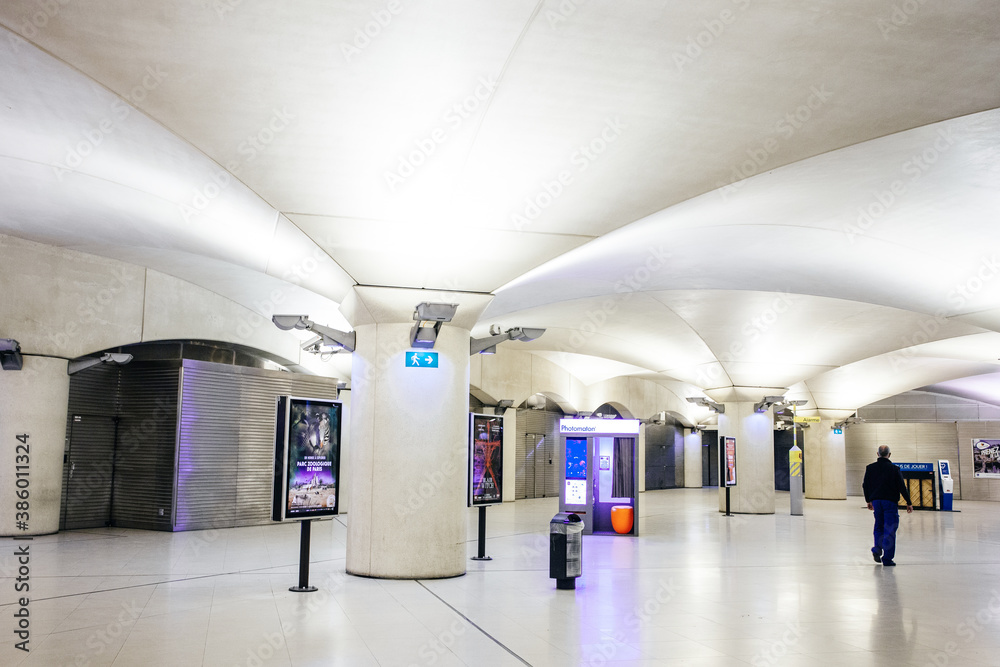 Paris Rer Inside PARIS, FRANCE - OCTOBER 4, 2016: Interior of Bibliotheque Francois ...
