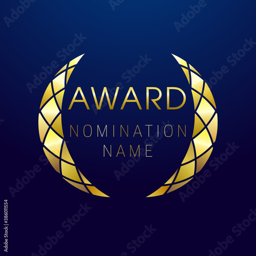 Awards logotype set. Isolated abstract graphic design template. First, second, third place symbol. Metal gradient shining collection. Decorative congrats. Tradition greeting. Round palm. Cup elements.