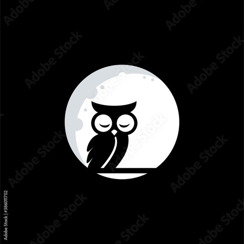logo design owl sleep icon vector