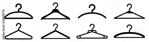 Hanger icon. Clothes icon. Clothes rack set. Vector illustration photo