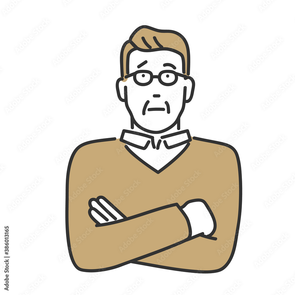 悩んでいる表情のシニアのイラスト素材 Stock Vector Adobe Stock