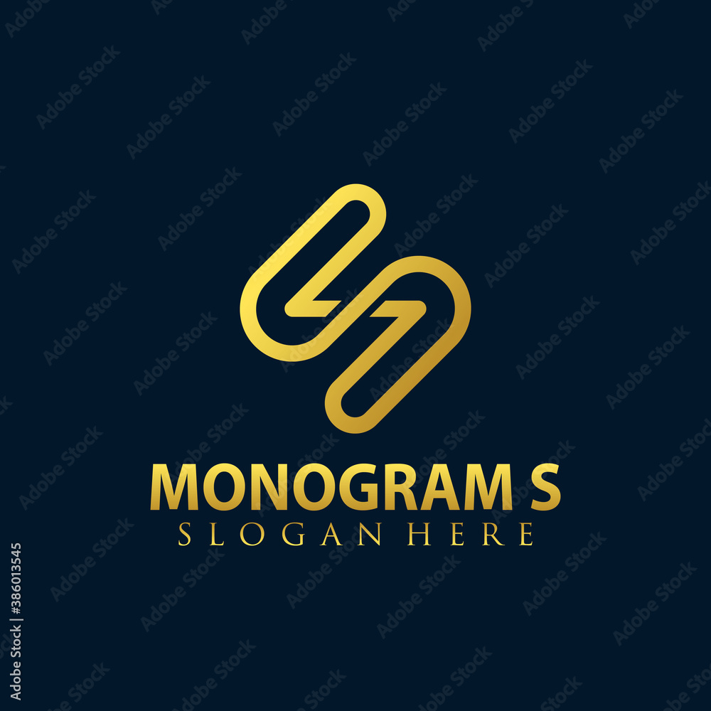 Monogram Letter S line art style Logo design vector illustration