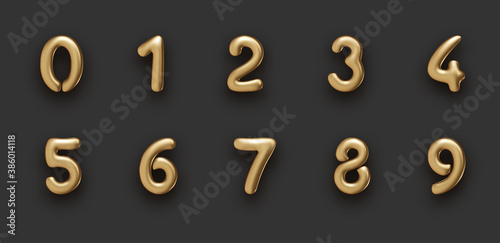 Set of isolated golden foil balloon numbers.