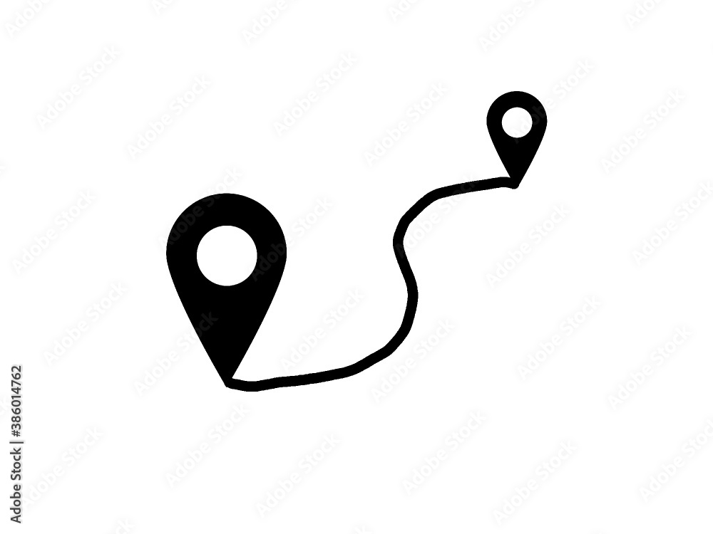 Navipunkt mit Weg Vektor Icon auf weißen Hintergrund Navipunkt mit Weg Vektor Icon auf weißen Hintergrund