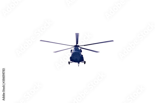 Fototapeta Naklejka Na Ścianę i Meble -  helicopter is flaying on isolated white background
