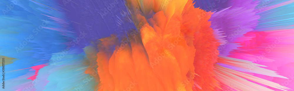 3D Digital Illustration. Color rainbow blot splash. Abstract background.