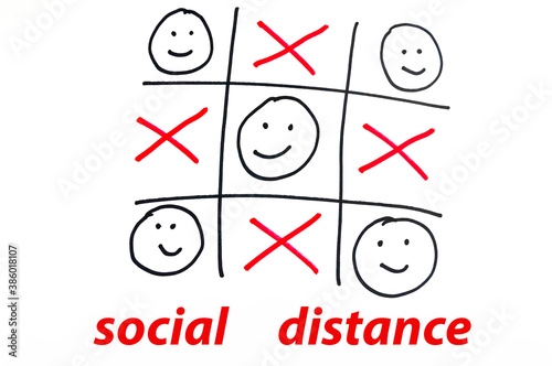 photograph of a drawing ,the concept of social distance