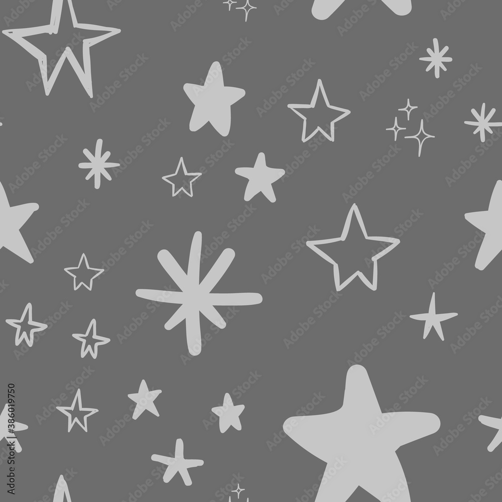 Obraz premium Hand drawn stars seamless pattern. Background texture.