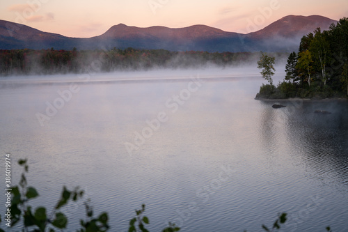 misty fog on the lake