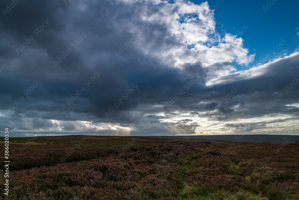 An autumnal weather HDR landscape image of Crepuscular Rays over the Northern Pennines, England. An autumnal weather HDR landscape image of Crepuscular Rays over the Northern Pennines, England.