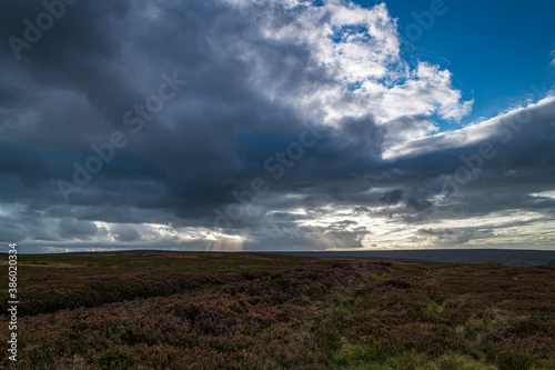 An autumnal weather HDR landscape image of Crepuscular Rays over the Northern Pennines, England.