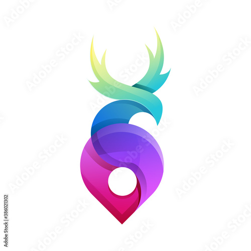 colorful pin deer logo