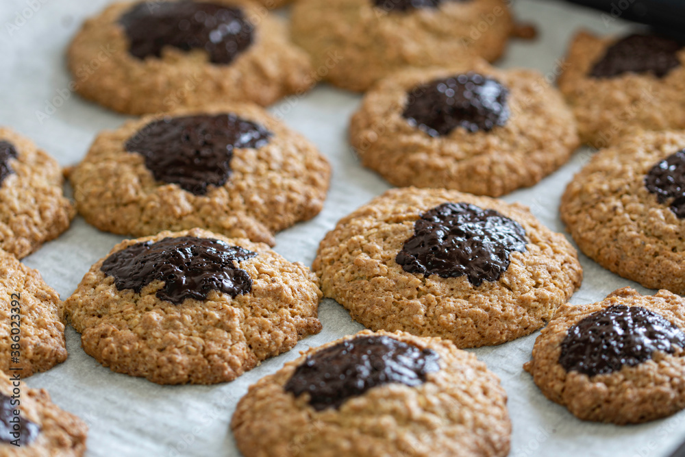 homemade oatmeal cookies with chocolate, healthy food homemade oatmeal cookies with chocolate, healthy food