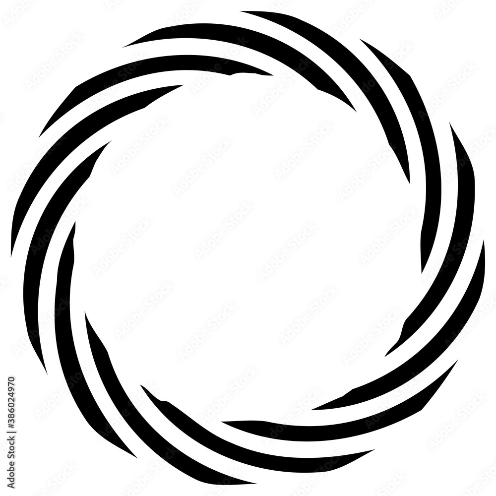Circular Spiral, swirl, twirl design element. Concentric, radial and radiating burst of lines with rotation, gyre and curved distortion Circular Spiral, swirl, twirl design element. Concentric, radial and radiating burst of lines with rotation, gyre and curved distortion