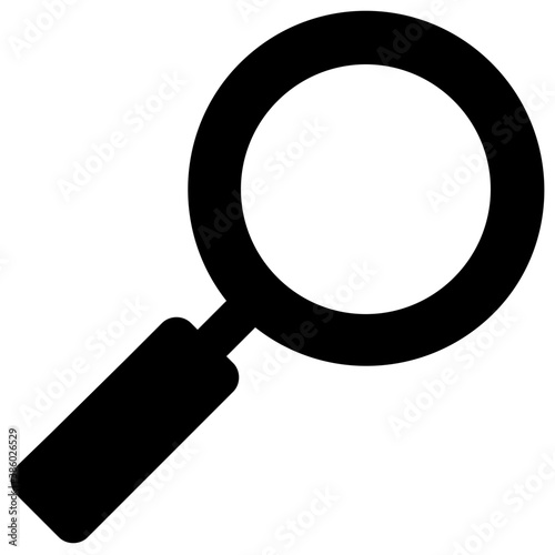 
Round glass with handle denoting magnifying glass 
