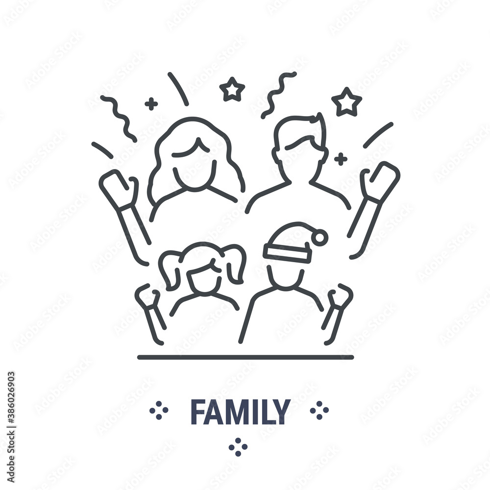Vector graphic illustration on a white background. Concept icon in line design. Family. Symbol, sign, logo, emblem.