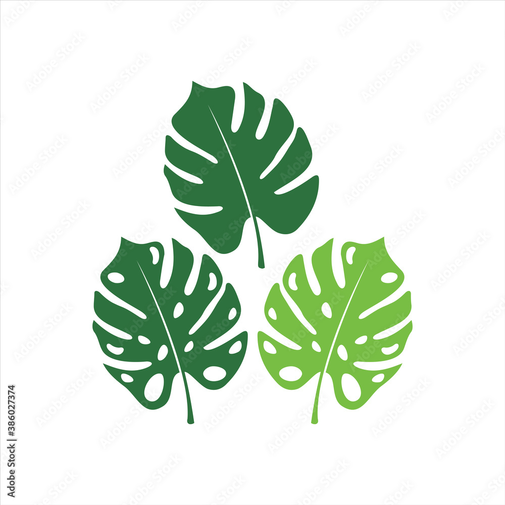 three green leaves icon logo
