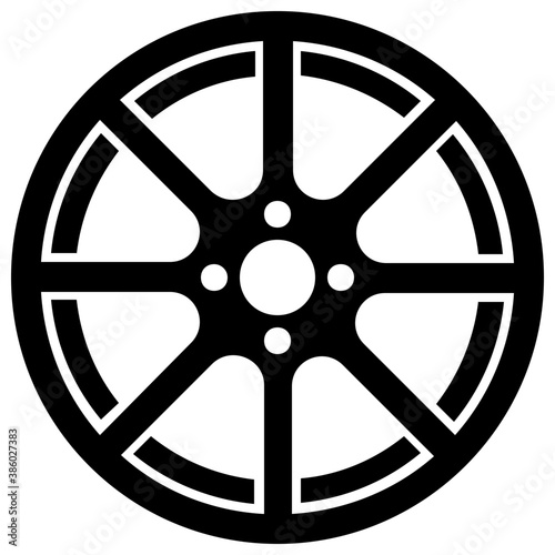 
Round circle with floral pattern denoting car wheel icon
