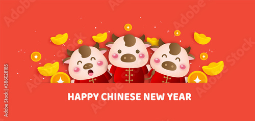 Chinese new year 2021 year of the ox banner .