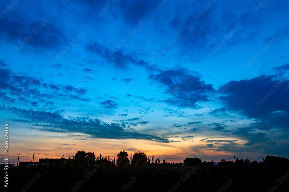 Sky background on sunset. Nature composition. Summer background.
