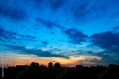 Sky background on sunset. Nature composition. Summer background.