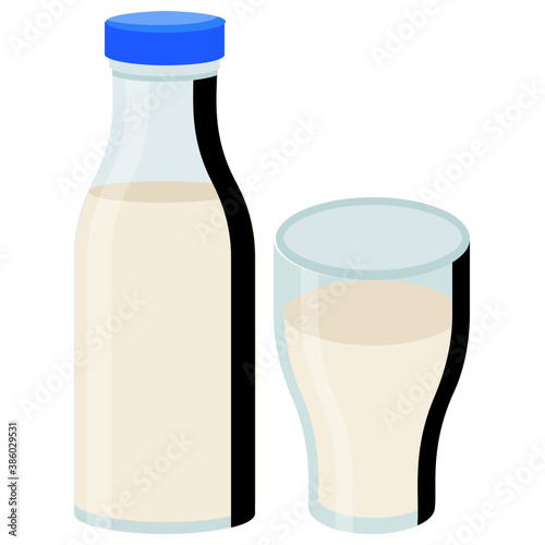 
A bottle of milk and glass of milk
