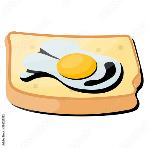 
A poached egg over whole grain bread presenting egg toast icon 
